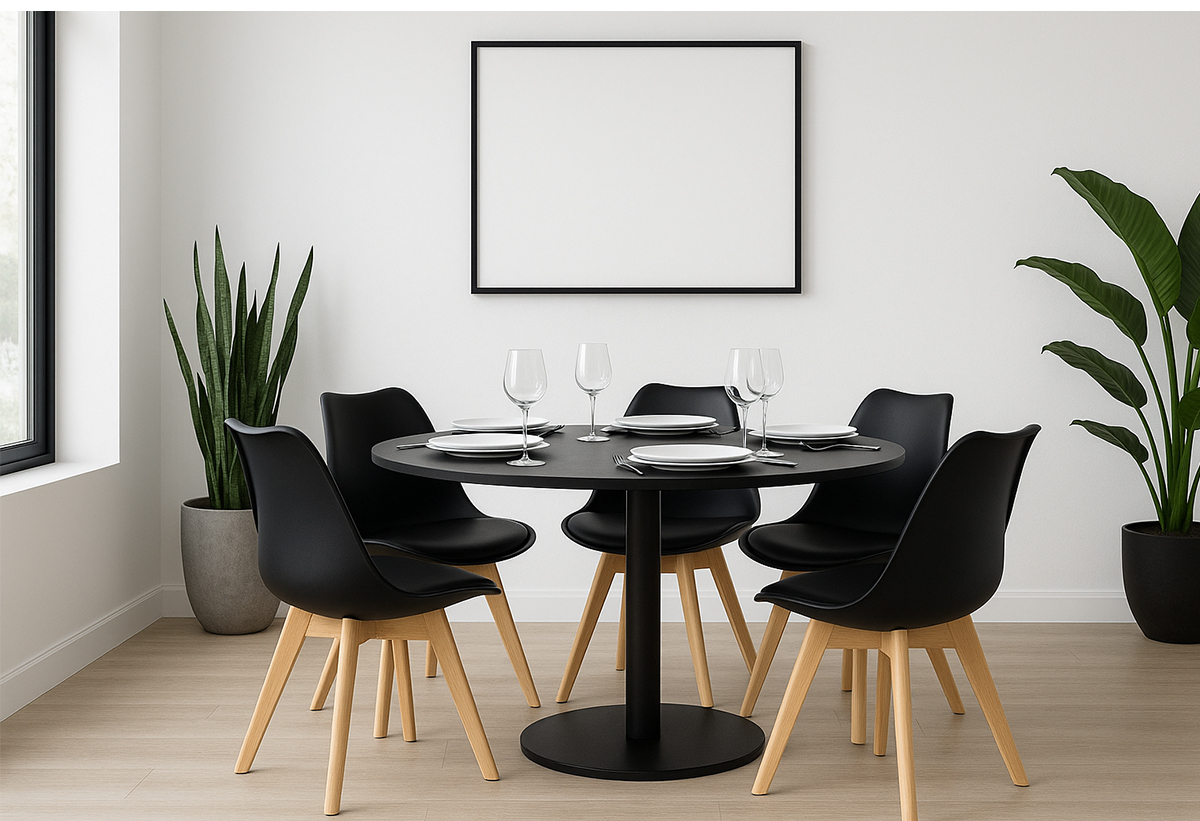 Παρουσιάζεται η καρέκλα σε μια τραπεζαρία.